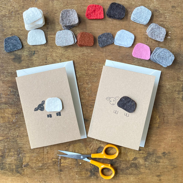 Textile Sheep Cards 12 pack