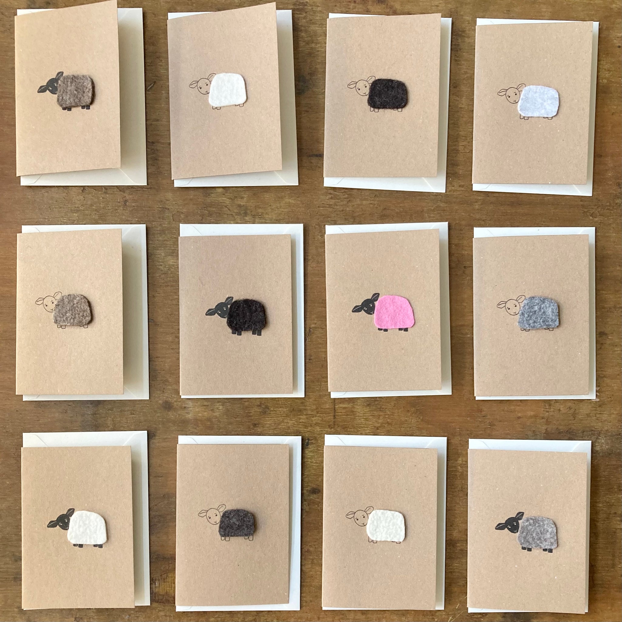 Textile Sheep Cards 12 pack