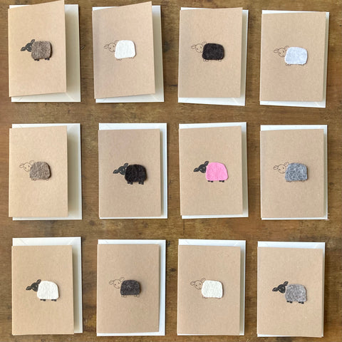 Textile Sheep Cards 12 pack